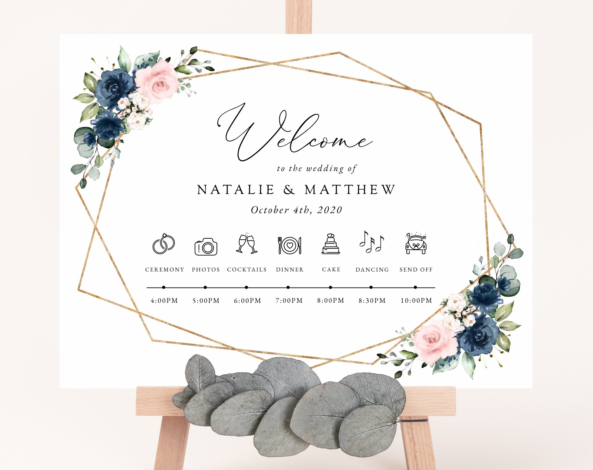 Navy and Pink Flowers Order of Events Sign, Welcome Sign, Printable File, Edit Yourself, SH35 Navy and Pink Flowers Order of Events Sign, Welcome Sign, Printable File, Edit Yourself, SH35