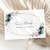 Navy and Pink Flowers Thank You Card, Wedding Stationery, Printable File, Edit Yourself, SH35