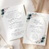 Navy and Pink Flowers Wedding Program, Wedding Stationery, Printable File, Edit Yourself, SH35