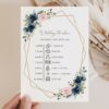 Navy and Pink Flowers Wedding Timeline, Wedding Stationery, Printable File, Edit Yourself, SH35
