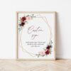 Burgundy and Pink Flowers Custom Sign, Wedding Sign, Printable File, Edit Yourself, SH36 Burgundy and Pink Flowers Custom Sign, Wedding Sign, Printable File, Edit Yourself, SH36