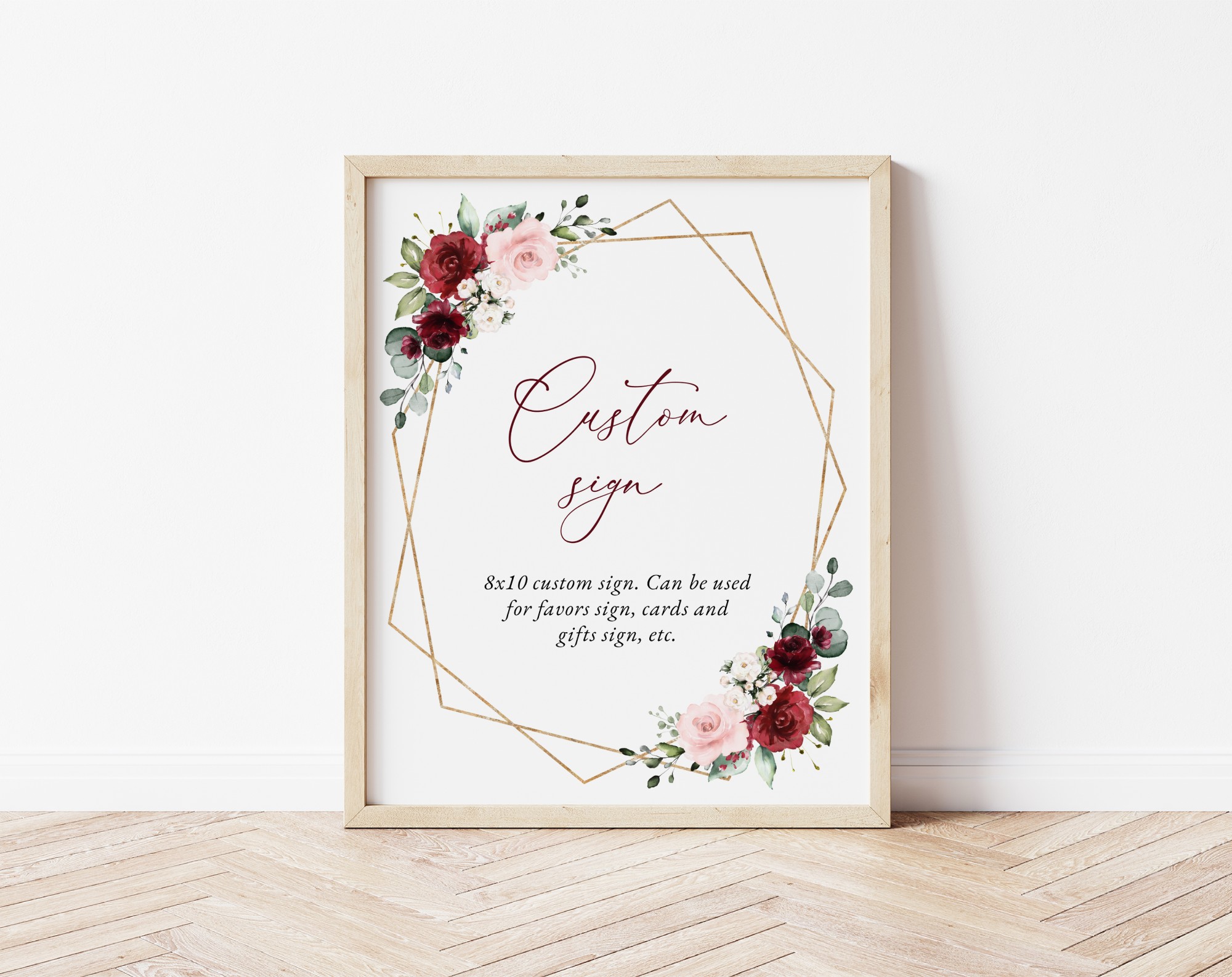 Burgundy and Pink Flowers Custom Sign, Wedding Sign, Printable File, Edit Yourself, SH36 Burgundy and Pink Flowers Custom Sign, Wedding Sign, Printable File, Edit Yourself, SH36