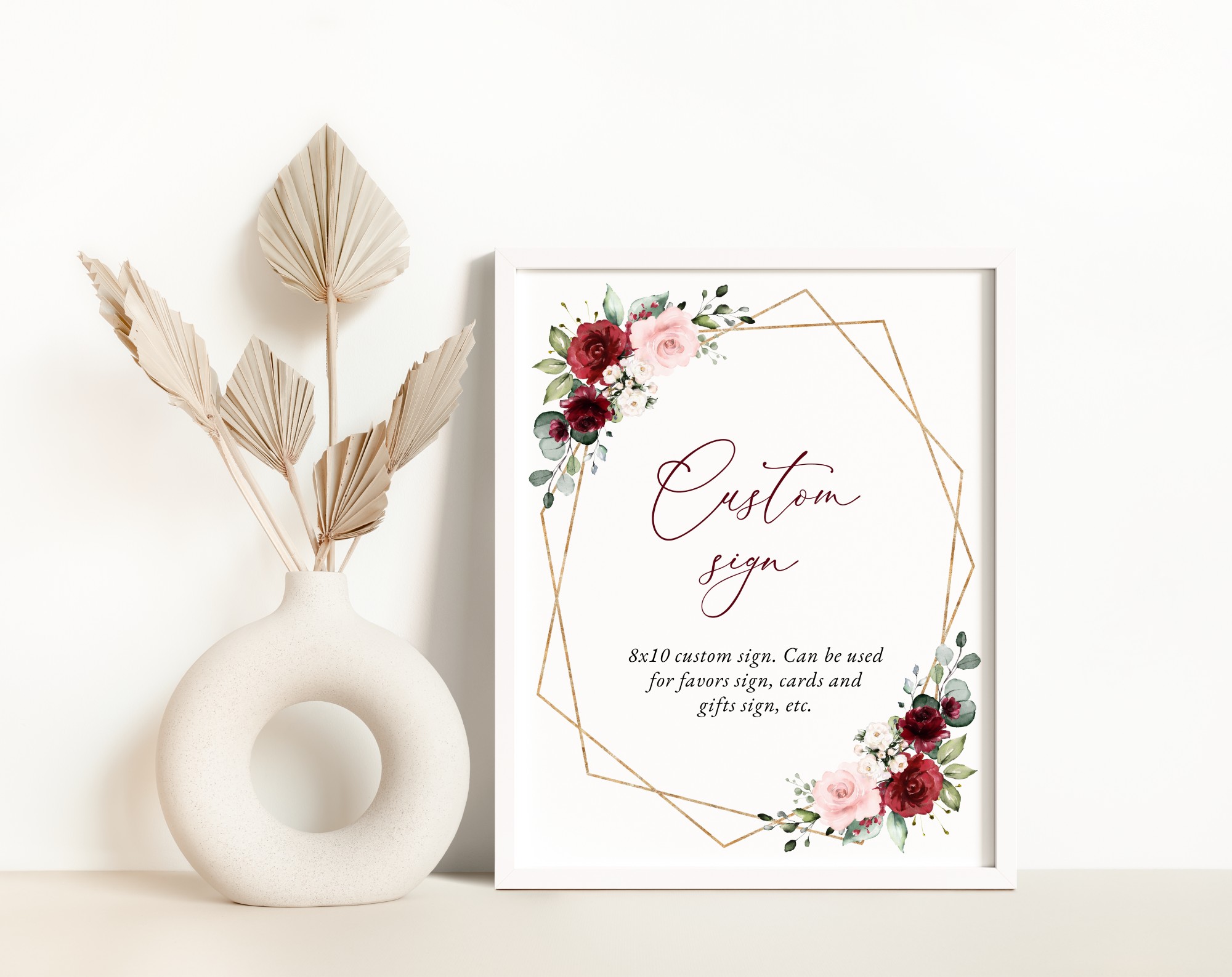 Burgundy and Pink Flowers Custom Sign, Wedding Sign, Printable File, Edit Yourself, SH36 Burgundy and Pink Flowers Custom Sign, Wedding Sign, Printable File, Edit Yourself, SH36