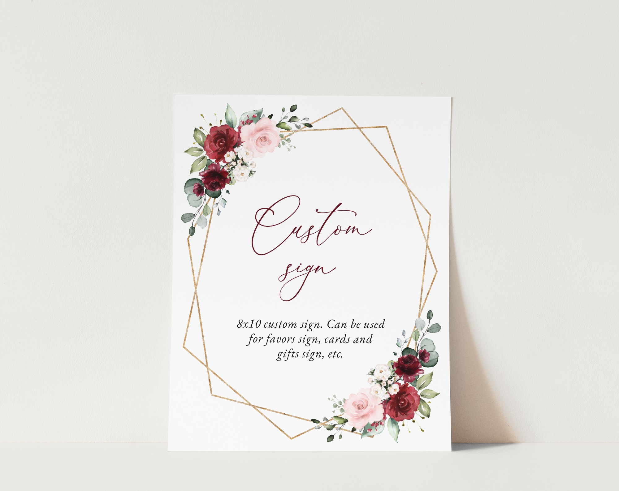 Burgundy and Pink Flowers Custom Sign, Wedding Sign, Printable File, Edit Yourself, SH36 Burgundy and Pink Flowers Custom Sign, Wedding Sign, Printable File, Edit Yourself, SH36
