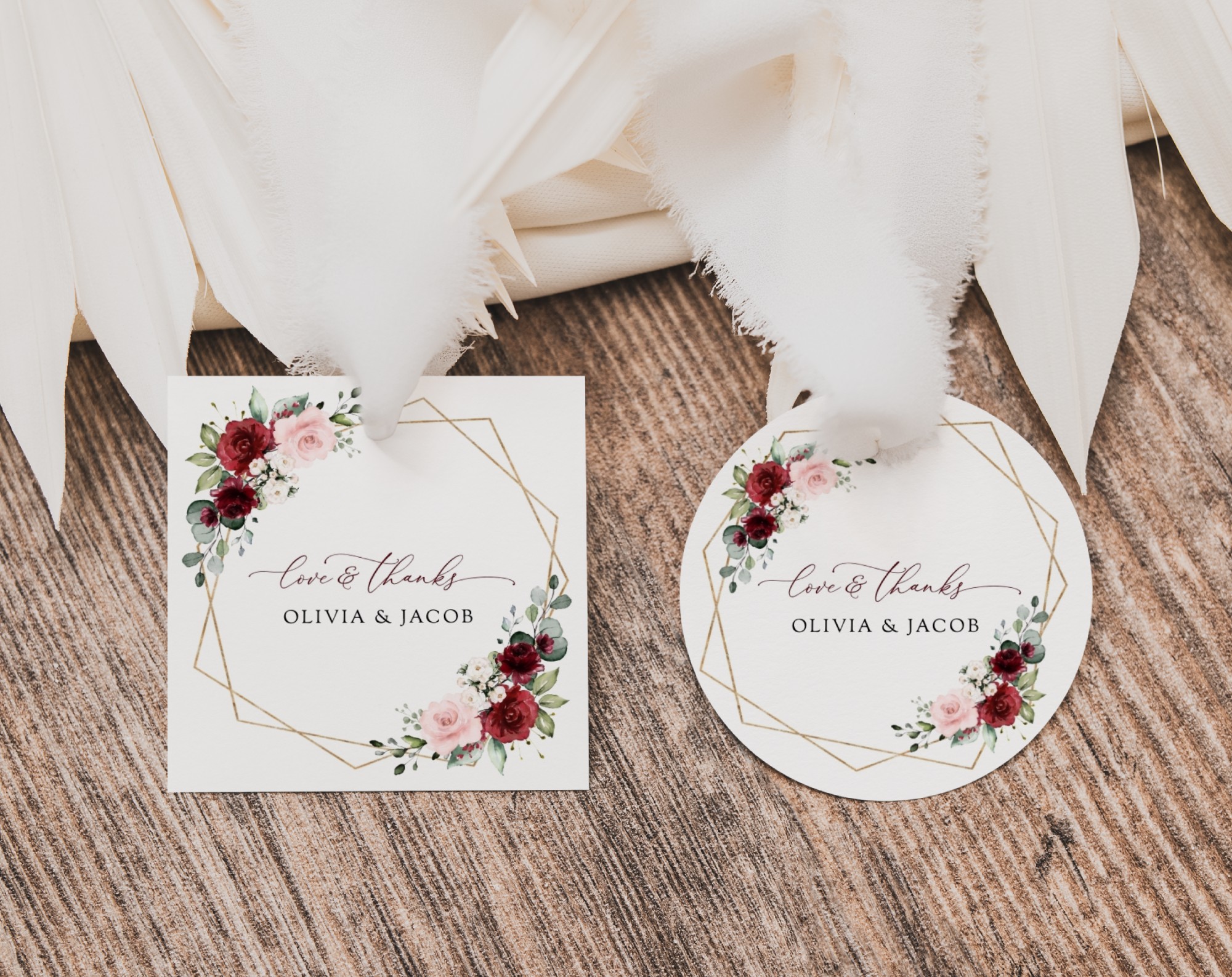 Burgundy and Pink Flowers Favor Tags, Gift Tags, Party Tags, Wedding, Printable File, Edit Yourself, SH36 Burgundy and Pink Flowers Favor Tags, Gift Tags, Party Tags, Wedding, Printable File, Edit Yourself, SH36
