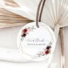 Burgundy and Pink Flowers Favor Tags, Gift Tags, Party Tags, Wedding, Printable File, Edit Yourself, SH36