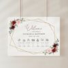 Burgundy and Pink Flowers Order of Events Sign, Welcome Sign, Printable File, Edit Yourself, SH36