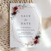 Burgundy and Pink Flowers Save the Date, Wedding Stationery, Printable File, Edit Yourself, SH36 Burgundy and Pink Flowers Save the Date, Wedding Stationery, Printable File, Edit Yourself, SH36