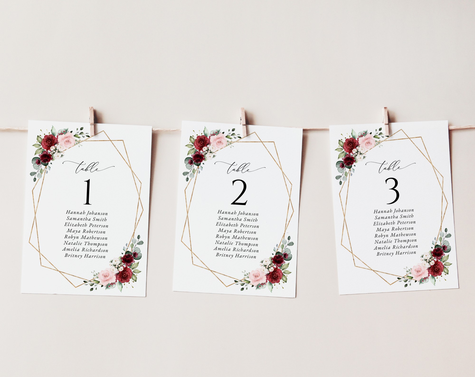 Burgundy and Pink Flowers Seating Cards, Wedding Stationery, Printable File, Edit Yourself, SH36 Burgundy and Pink Flowers Seating Cards, Wedding Stationery, Printable File, Edit Yourself, SH36
