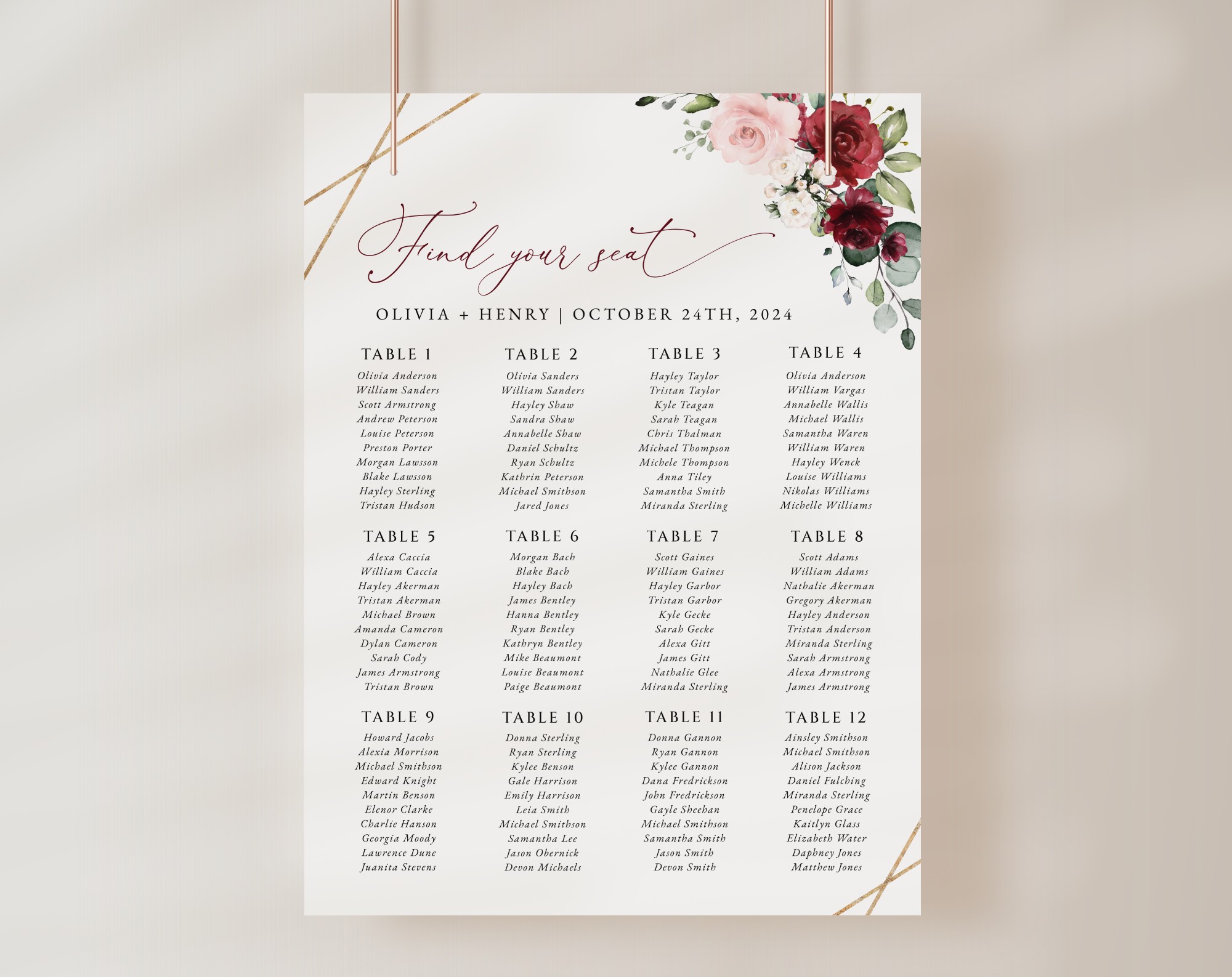 Burgundy and Pink Flowers Seating Chart, Wedding Sign, Printable File, Edit Yourself, SH36 Burgundy and Pink Flowers Seating Chart, Wedding Sign, Printable File, Edit Yourself, SH36