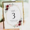 Burgundy and Pink Flowers Table Number Sign, Wedding Sign, Printable File, Edit Yourself, SH36 Burgundy and Pink Flowers Table Number Sign, Wedding Sign, Printable File, Edit Yourself, SH36