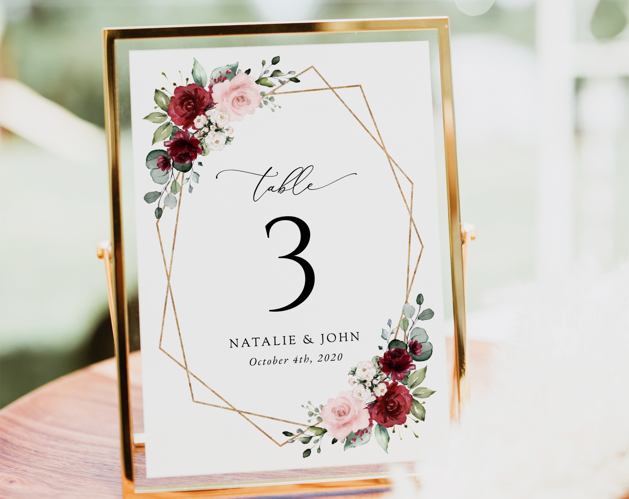 Burgundy and Pink Flowers Table Number Sign, Wedding Sign, Printable File, Edit Yourself, SH36 Burgundy and Pink Flowers Table Number Sign, Wedding Sign, Printable File, Edit Yourself, SH36