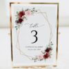 Burgundy and Pink Flowers Table Number Sign, Wedding Sign, Printable File, Edit Yourself, SH36 Burgundy and Pink Flowers Table Number Sign, Wedding Sign, Printable File, Edit Yourself, SH36