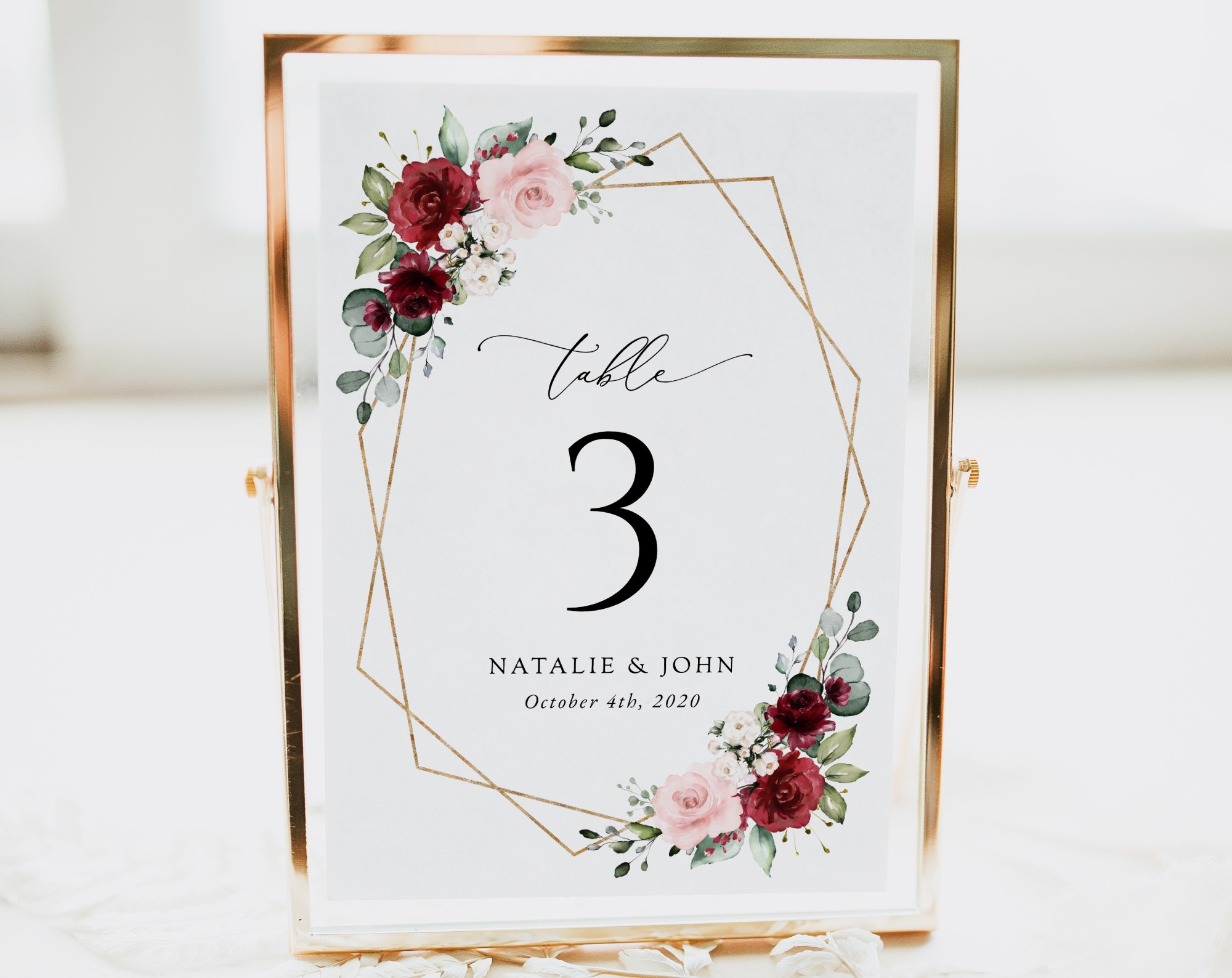 Burgundy and Pink Flowers Table Number Sign, Wedding Sign, Printable File, Edit Yourself, SH36 Burgundy and Pink Flowers Table Number Sign, Wedding Sign, Printable File, Edit Yourself, SH36
