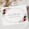 Burgundy and Pink Flowers Thank You Card, Wedding Stationery, Printable File, Edit Yourself, SH36 Burgundy and Pink Flowers Thank You Card, Wedding Stationery, Printable File, Edit Yourself, SH36