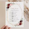 Burgundy and Pink Flowers Wedding Timeline, Wedding Stationery, Printable File, Edit Yourself, SH36 Burgundy and Pink Flowers Wedding Timeline, Wedding Stationery, Printable File, Edit Yourself, SH36