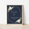Navy and White Flowers Custom Sign, Wedding Sign, Printable File, Edit Yourself, SH41