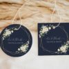 Navy and White Flowers Favor Tags, Gift Tags, Party Tags, Wedding, Printable File, Edit Yourself, SH41