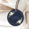Navy and White Flowers Favor Tags, Gift Tags, Party Tags, Wedding, Printable File, Edit Yourself, SH41