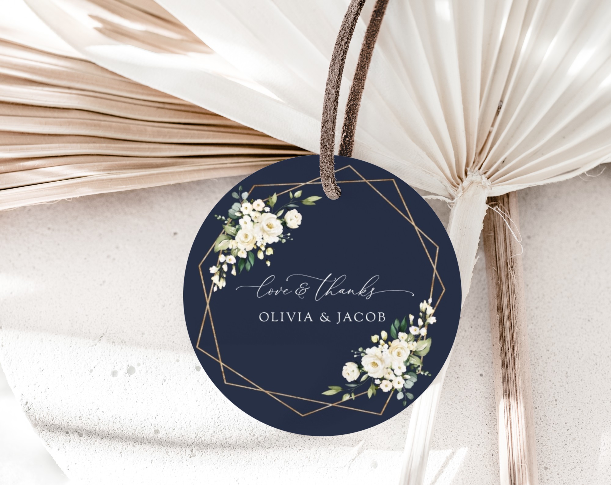 Navy and White Flowers Favor Tags, Gift Tags, Party Tags, Wedding, Printable File, Edit Yourself, SH41