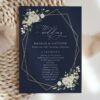 Navy and White Flowers Wedding Program, Wedding Stationery, Printable File, Edit Yourself, SH41 Navy and White Flowers Wedding Program, Wedding Stationery, Printable File, Edit Yourself, SH41