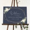 Navy and White Flowers Welcome Sign, Wedding Sign, Printable File, Edit Yourself, SH41 Navy and White Flowers Welcome Sign, Wedding Sign, Printable File, Edit Yourself, SH41