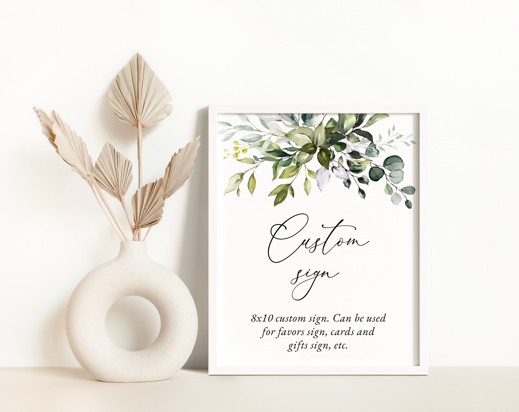 Eucalyptus Leaves Custom Sign, Wedding Sign, Printable File, Edit Yourself, SH45