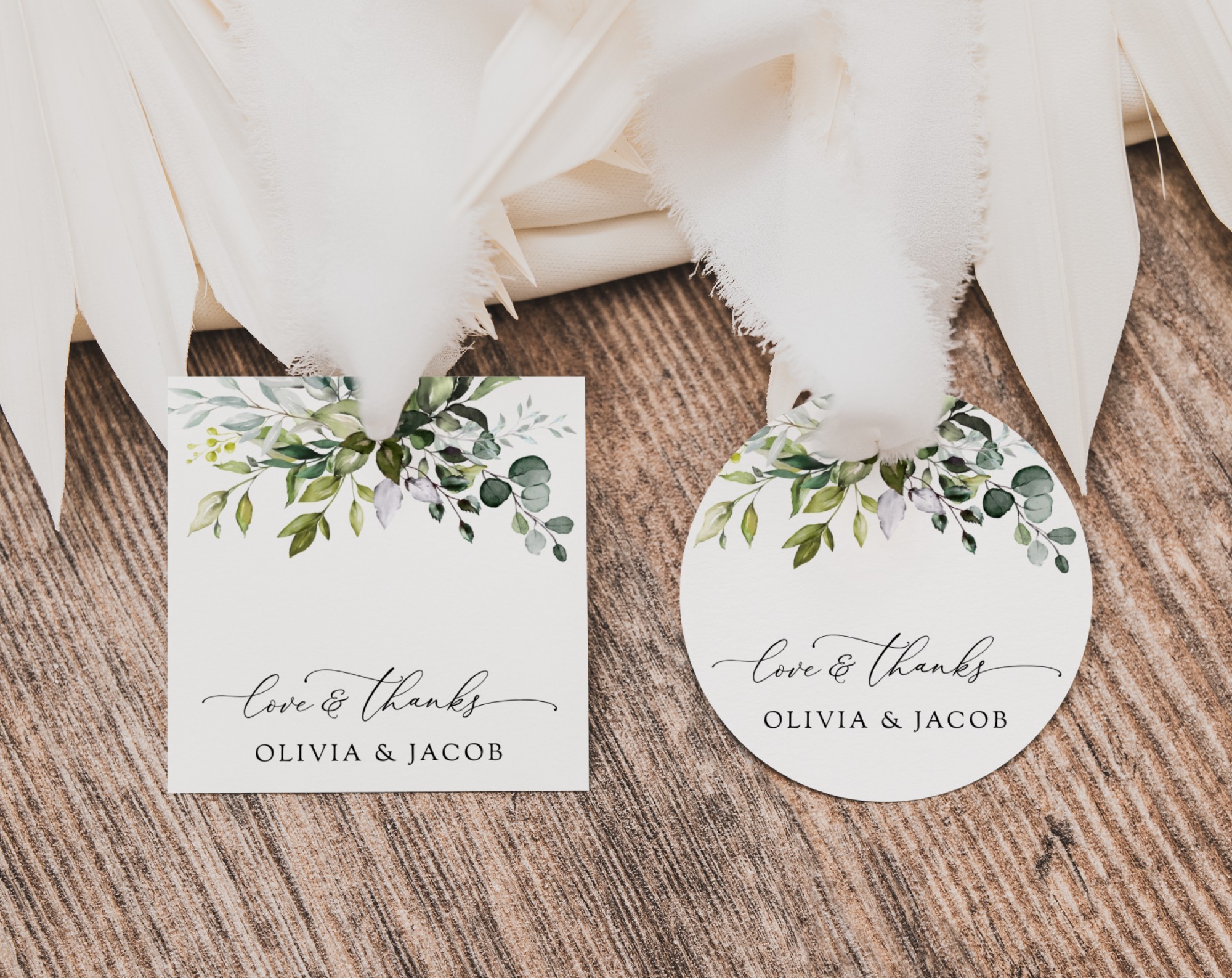 Eucalyptus Leaves Favor Tags, Gift Tags, Party Tags, Wedding, Printable File, Edit Yourself, SH45