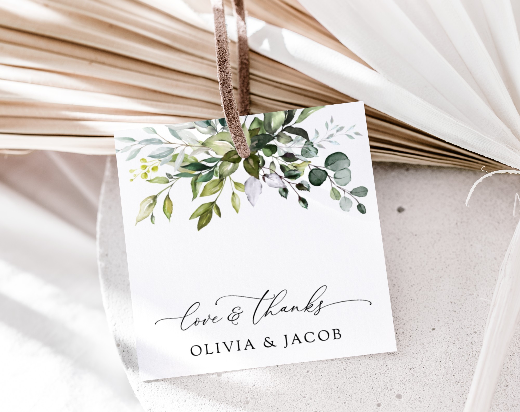 Eucalyptus Leaves Favor Tags, Gift Tags, Party Tags, Wedding, Printable File, Edit Yourself, SH45