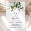 Eucalyptus Leaves Save the Date, Wedding Stationery, Printable File, Edit Yourself, SH45