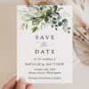 Eucalyptus Leaves Save the Date, Wedding Stationery, Printable File, Edit Yourself, SH45