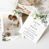 Eucalyptus Leaves Save the Date, Wedding Stationery, Printable File, Edit Yourself, SH45