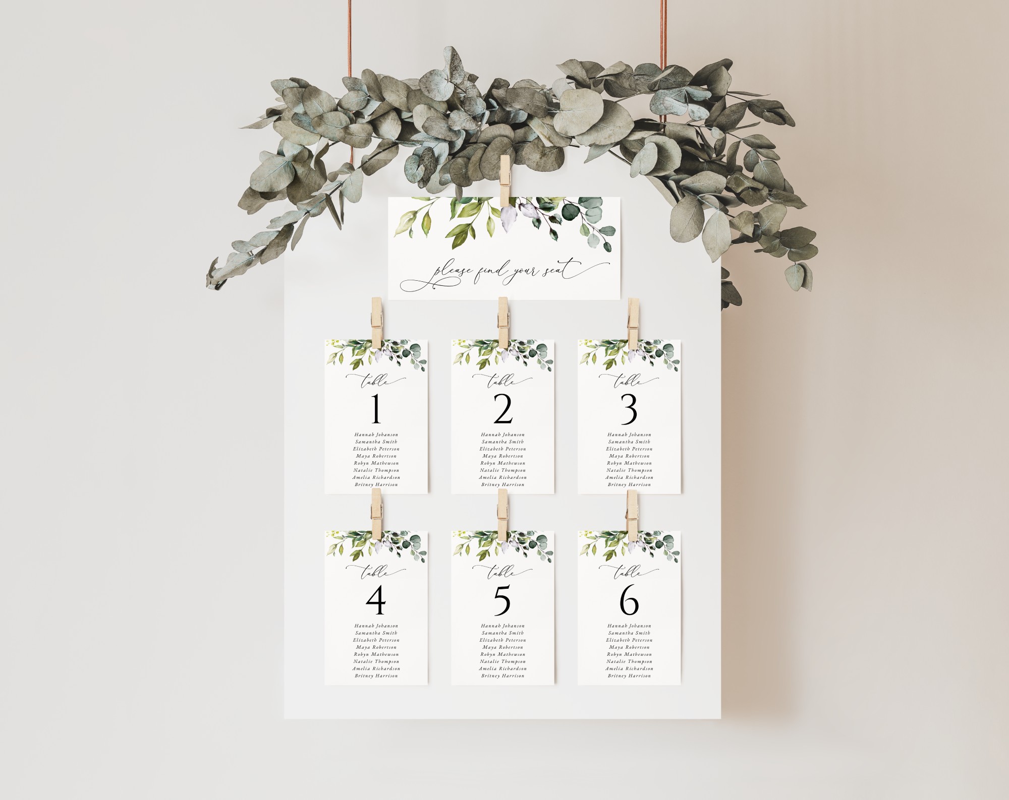 Eucalyptus Leaves Seating Cards, Wedding Stationery, Printable File, Edit Yourself, SH45 Eucalyptus Leaves Seating Cards, Wedding Stationery, Printable File, Edit Yourself, SH45
