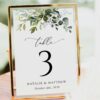 Eucalyptus Leaves Table Number Sign, Wedding Sign, Printable File, Edit Yourself, SH45