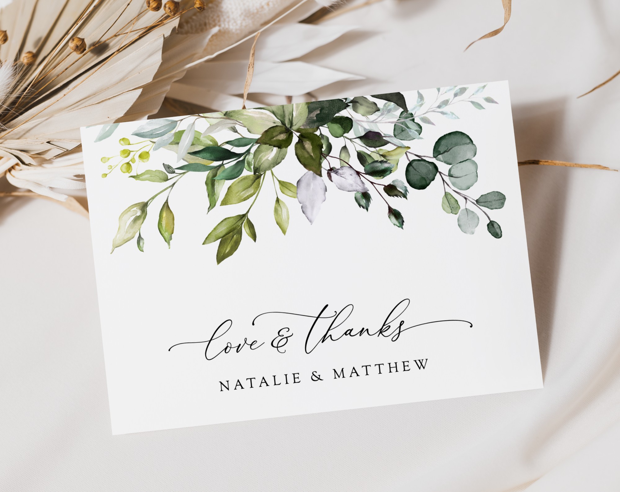 Eucalyptus Leaves Thank You Card, Wedding Stationery, Printable File, Edit Yourself, SH45 Eucalyptus Leaves Thank You Card, Wedding Stationery, Printable File, Edit Yourself, SH45
