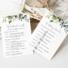 Eucalyptus Leaves Wedding Timeline, Wedding Stationery, Printable File, Edit Yourself, SH45