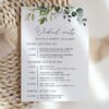 Eucalyptus Leaves Wedding Timeline, Wedding Stationery, Printable File, Edit Yourself, SH45