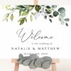 Eucalyptus Leaves Welcome Sign, Wedding Sign, Printable File, Edit Yourself, SH45