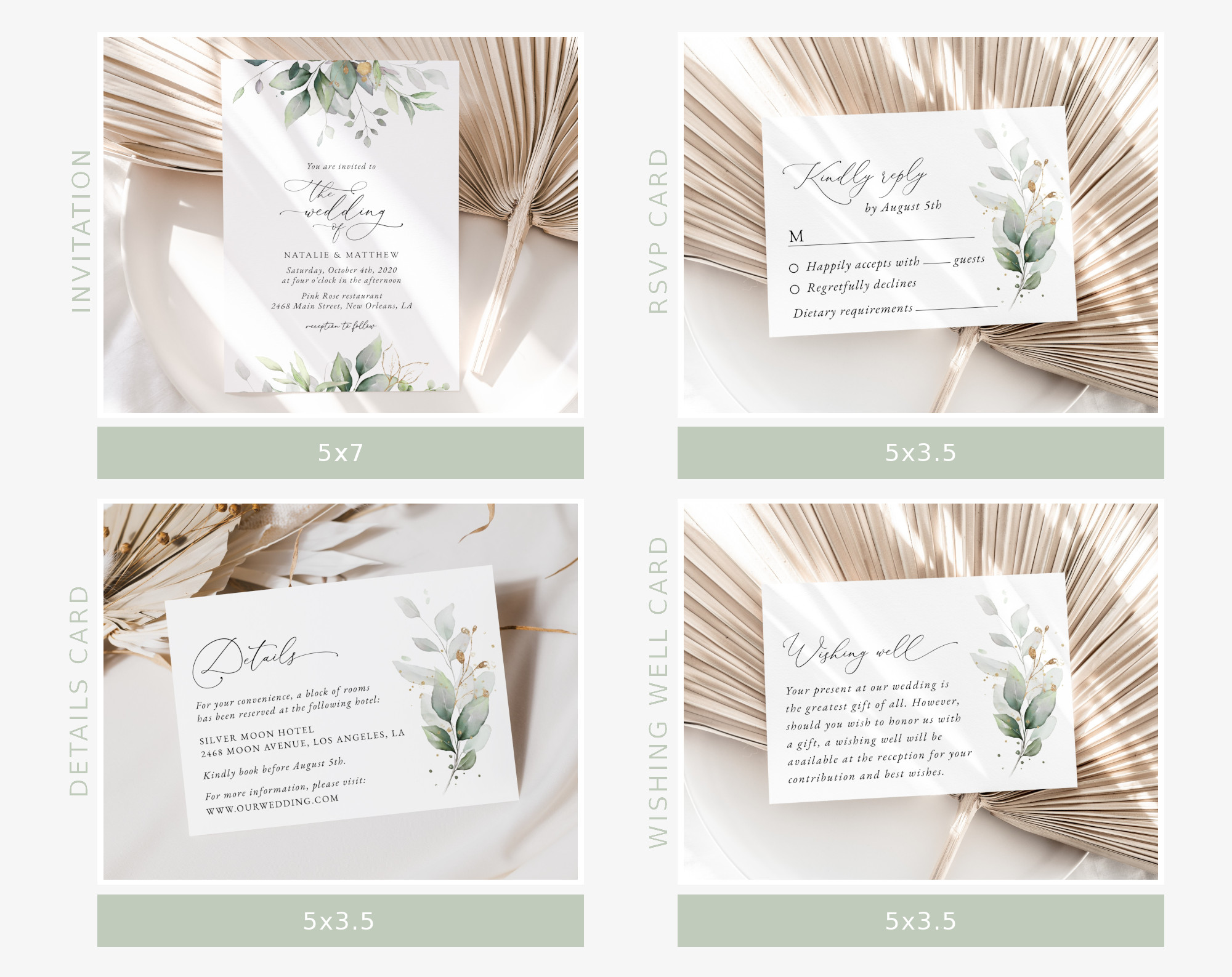 Greenery and Gold Wedding Bundle, Printable File, Edit Yourself, SH46 Greenery and Gold Wedding Bundle, Printable File, Edit Yourself, SH46