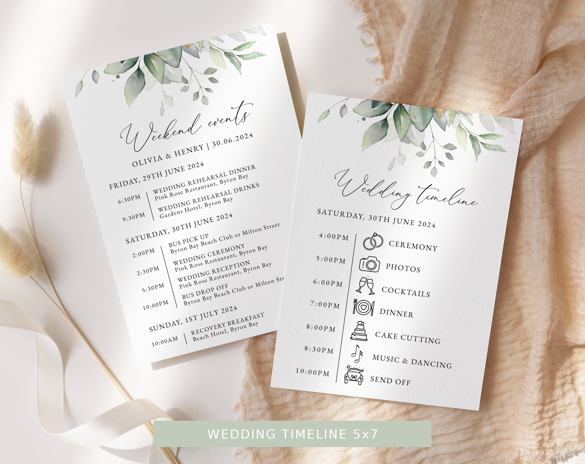 Greenery and Gold Wedding Bundle, Printable File, Edit Yourself, SH46 Greenery and Gold Wedding Bundle, Printable File, Edit Yourself, SH46