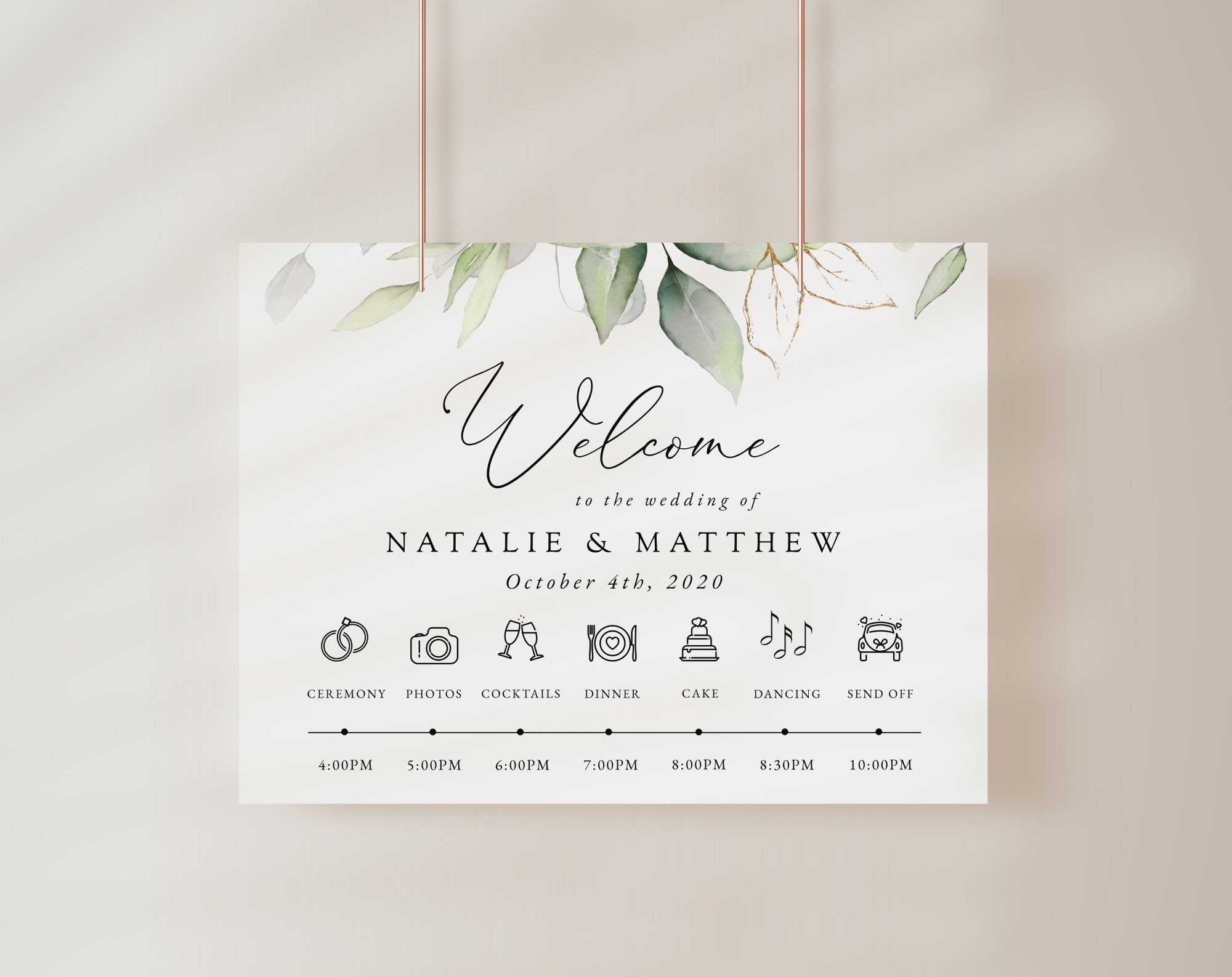 Greenery and Gold Order of Events Sign, Welcome Sign, Printable File, Edit Yourself, SH46 Greenery and Gold Order of Events Sign, Welcome Sign, Printable File, Edit Yourself, SH46