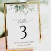 Greenery and Gold Table Number Sign, Wedding Sign, Printable File, Edit Yourself, SH46 Greenery and Gold Table Number Sign, Wedding Sign, Printable File, Edit Yourself, SH46