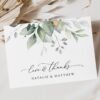 Greenery and Gold Thank You Card, Wedding Stationery, Printable File, Edit Yourself, SH46 Greenery and Gold Thank You Card, Wedding Stationery, Printable File, Edit Yourself, SH46