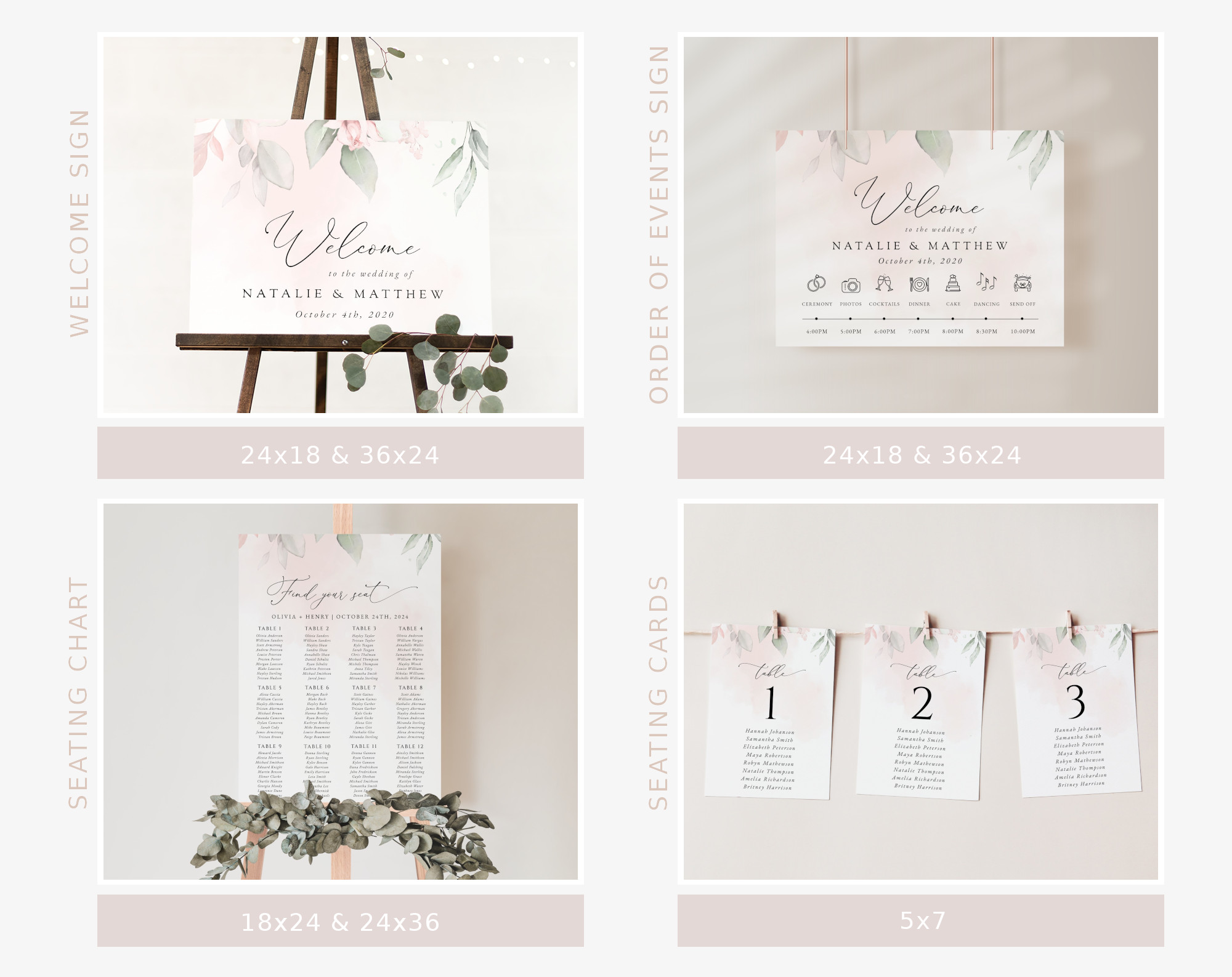 Blush Pink Flowers Wedding Bundle, Printable File, Edit Yourself, SH47 Blush Pink Flowers Wedding Bundle, Printable File, Edit Yourself, SH47