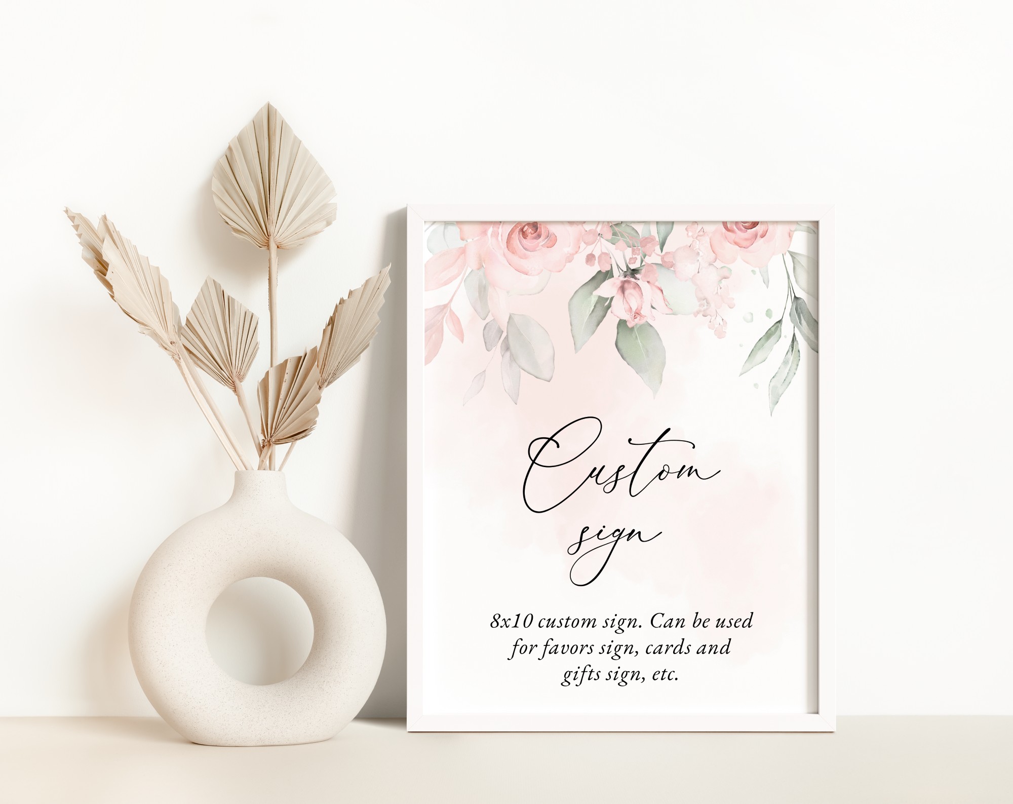 Blush Pink Flowers Custom Sign, Wedding Sign, Printable File, Edit Yourself, SH47 Blush Pink Flowers Custom Sign, Wedding Sign, Printable File, Edit Yourself, SH47