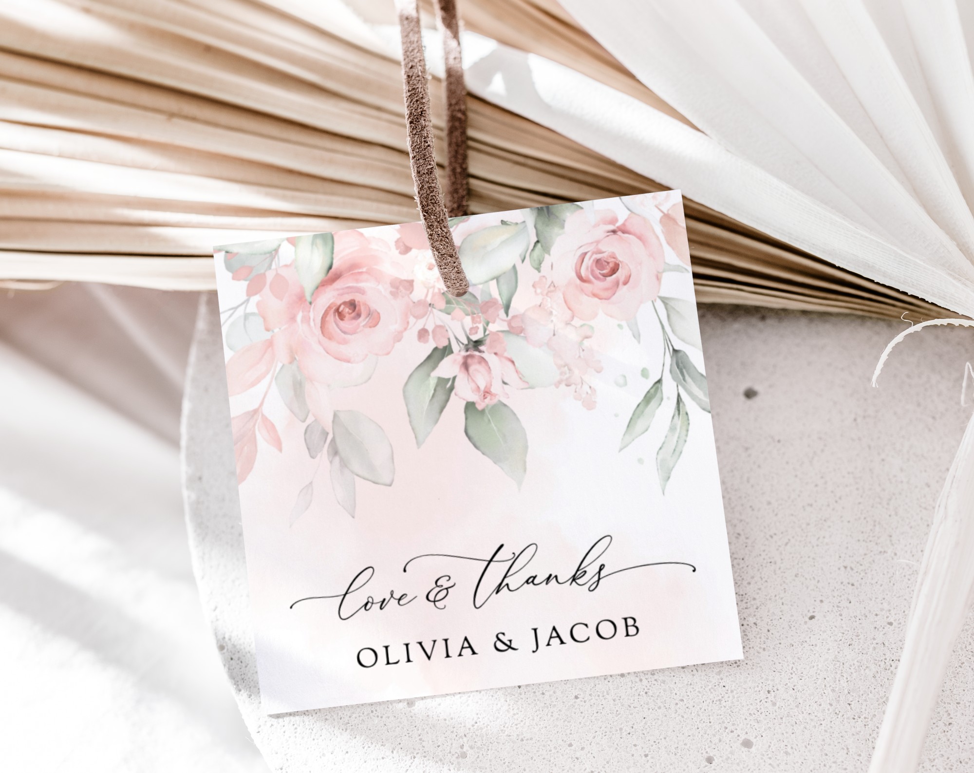 Blush Pink Flowers Favor Tags - Gift Tags - Wedding Stationery