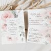 Blush Pink Flowers Wedding Invitation Set, Wedding Stationery, Printable File, Edit Yourself, SH47