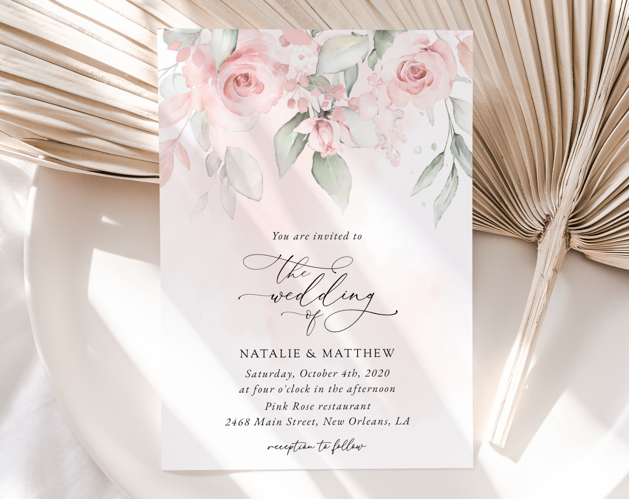 Blush Pink Flowers Wedding Invitation Suite, Wedding Stationery, Printable File, Edit Yourself, SH47 Blush Pink Flowers Wedding Invitation Suite, Wedding Stationery, Printable File, Edit Yourself, SH47