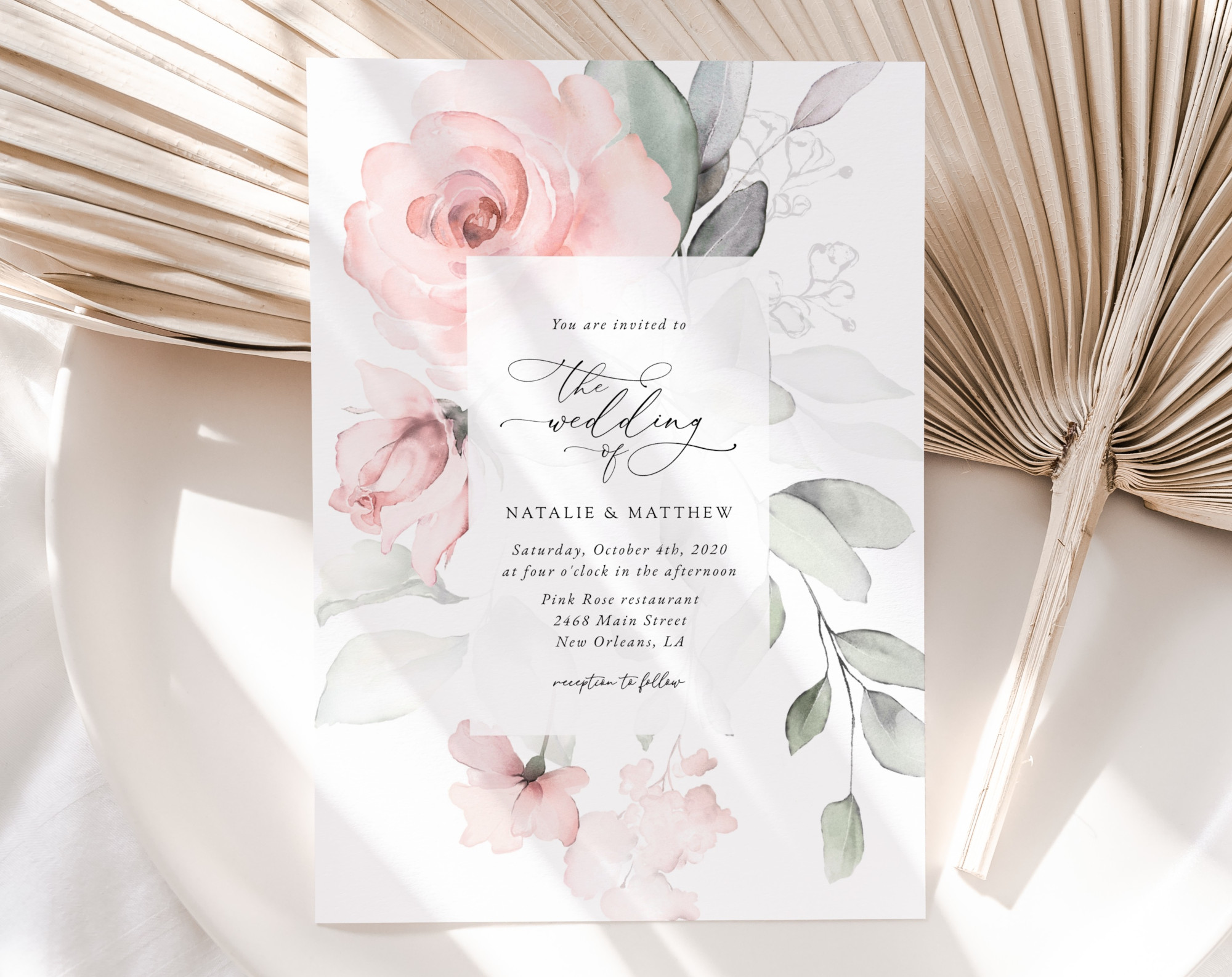Blush Pink Flowers Wedding Invitation Set, Wedding Stationery, Printable File, Edit Yourself, SH47 Blush Pink Flowers Wedding Invitation Set, Wedding Stationery, Printable File, Edit Yourself, SH47