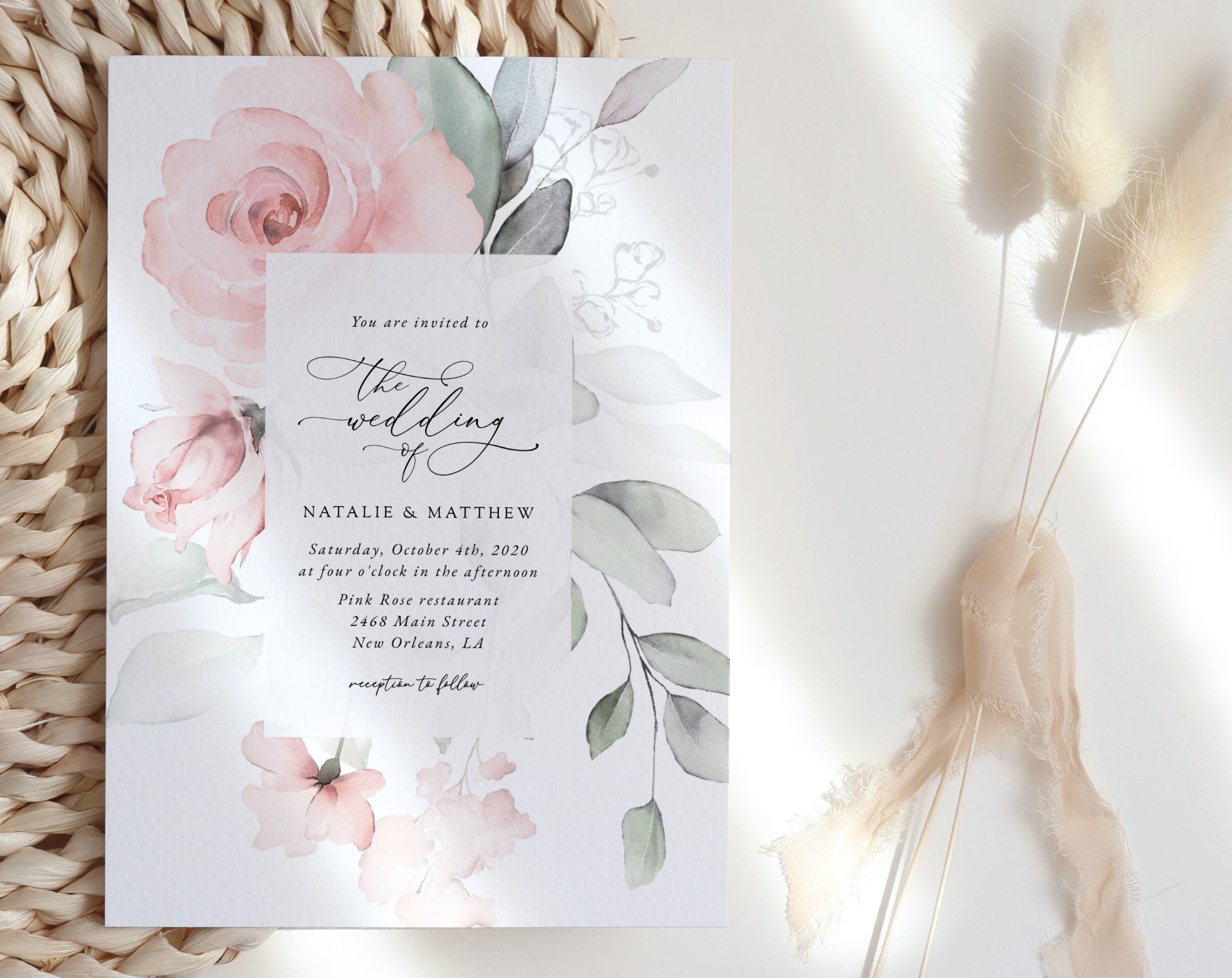Blush Pink Flowers Wedding Invitation Set, Wedding Stationery, Printable File, Edit Yourself, SH47 Blush Pink Flowers Wedding Invitation Set, Wedding Stationery, Printable File, Edit Yourself, SH47